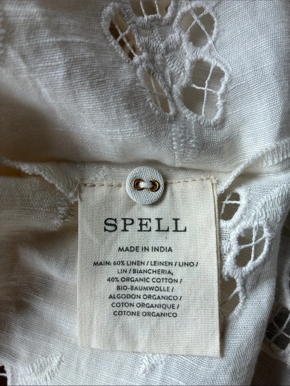 NWT Spell Organic Cotton Love Note Broderie Blouse in Star White size Large - Picture 13 of 14